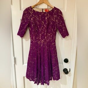 ML Monique Lhuillier Purple Lace Isabella Bateau Neck Cocktail Dress - 4